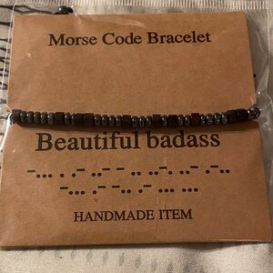 Morse Code Bracelet - Black and Brown Beaded